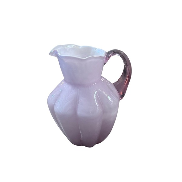Fenton Vintage Pink Overlay Fern Glass Pitcher - Picture 1 of 8